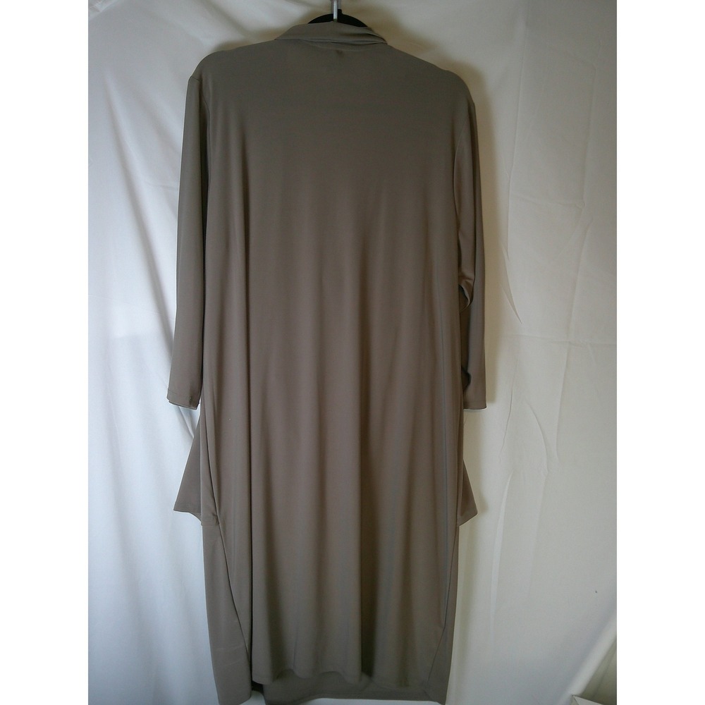 S.L. Fashions Taupe Cowl Neck Dress & Jacket Set Rhinestone Waist Plus Size 16W - Picture 2 of 4